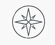 Line drawing of a compass rose