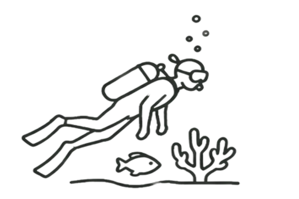 Line drawing of a diver