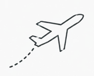Line drawing of a plane taking off
