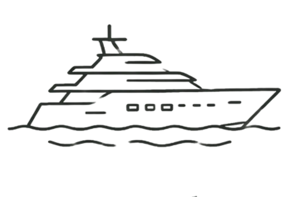 Line drawing of a superyacht