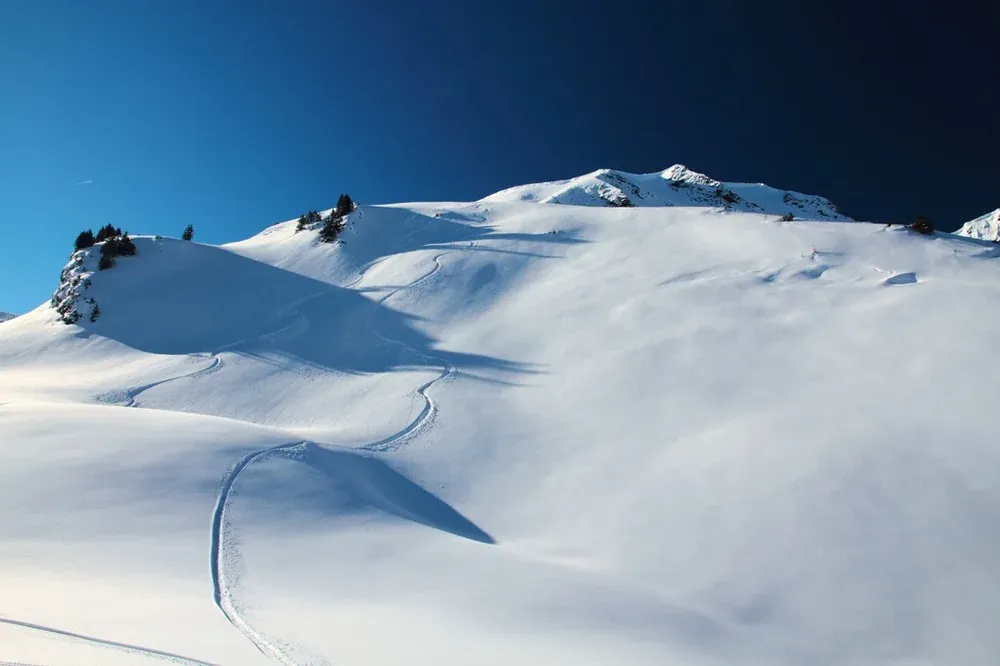 Untouched powder on a New Zealand alpine ridge