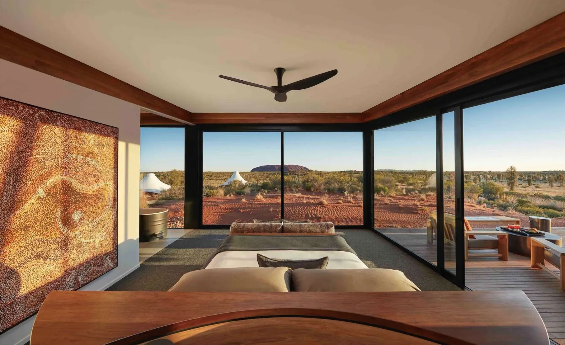 Tented pavilions facing Uluru
