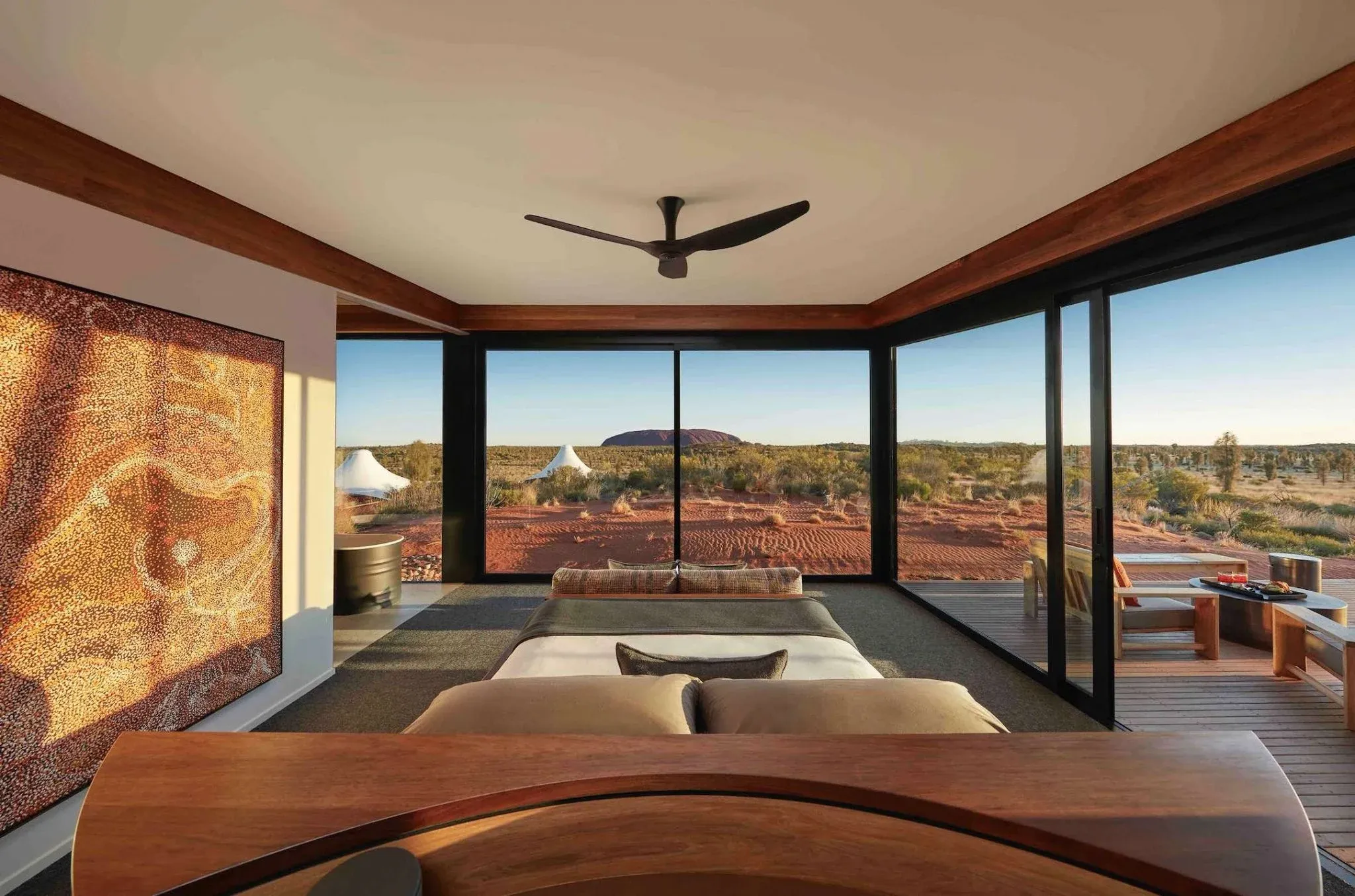 A Longitude 131° suite looking out to Uluru