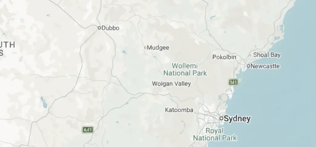 Map of the Sydney region and Blue Mountains